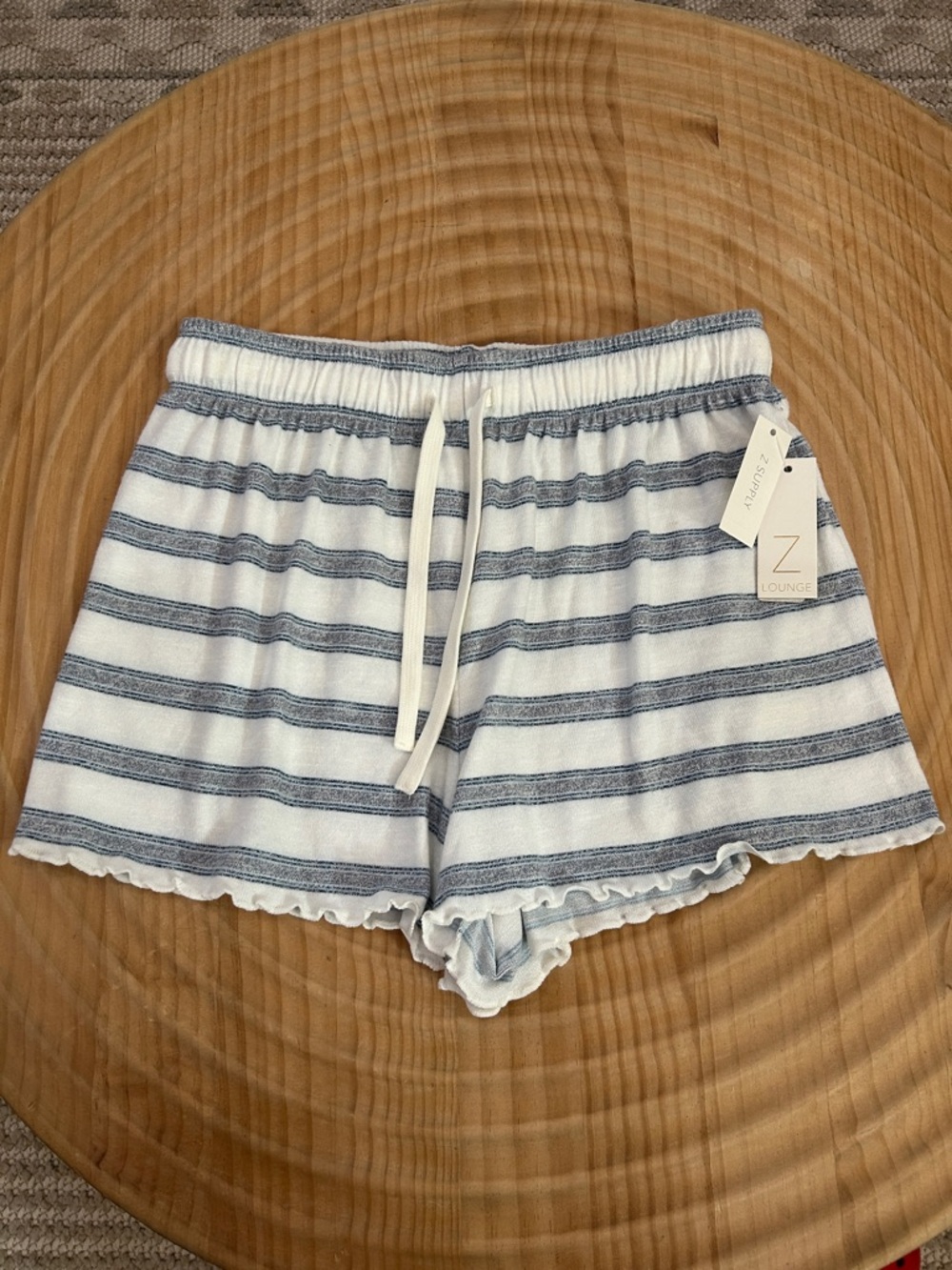 Z Lounge Women's White & Blue Striped Lounge Shorts